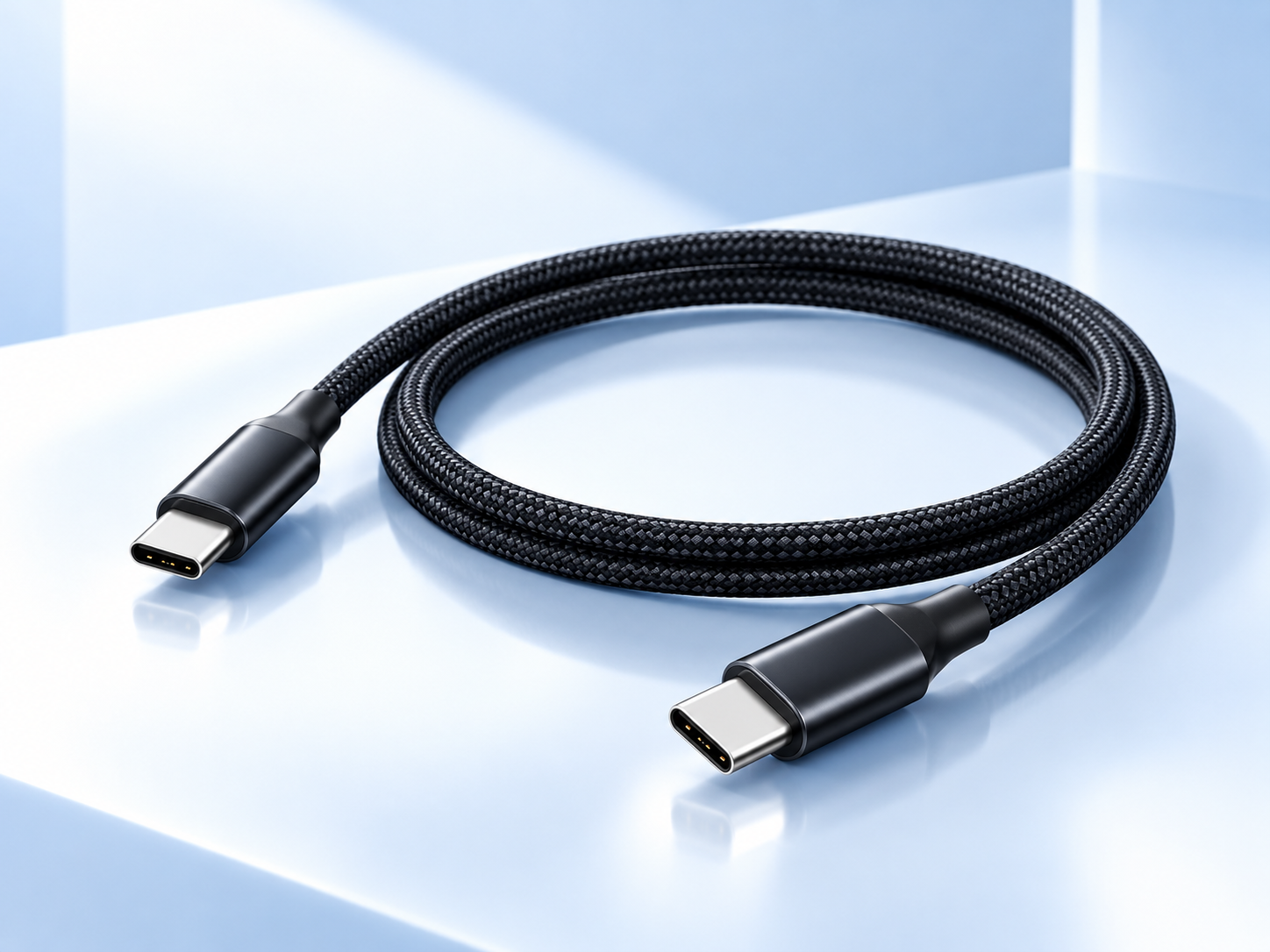 Black charging cable with both connectors fully visible